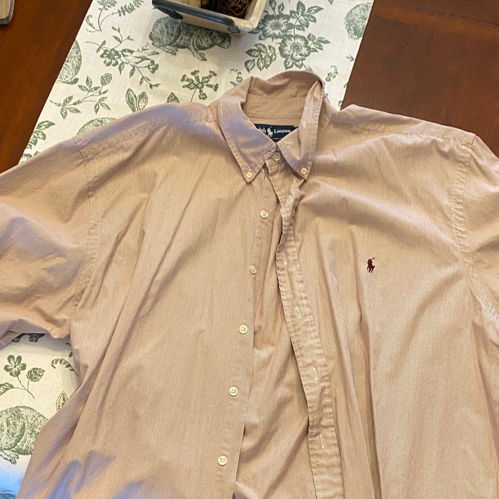 Ralph Lauren Men's Red Striped Button-Down Shirt